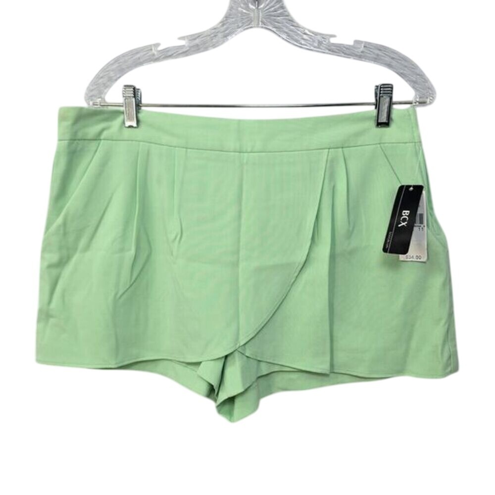 BCX Womens Mint Green Wrap Front Skort Size 11 Pockets Stretch Summer Casual NWT